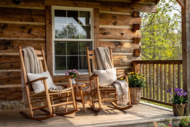 Cozy family-style cabin porch