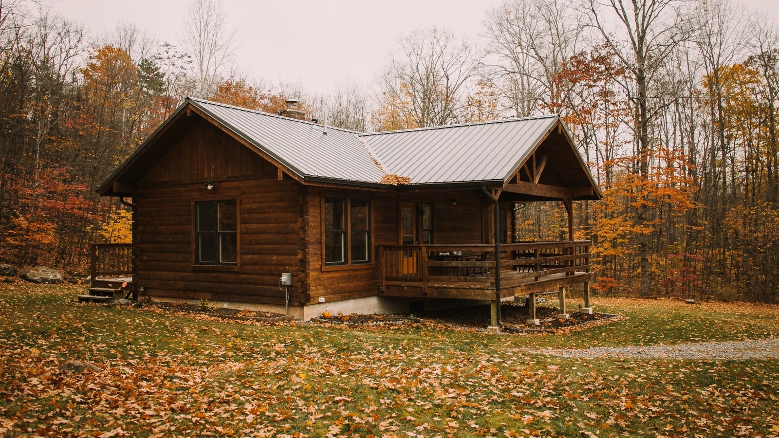 Cabin in autumn light
